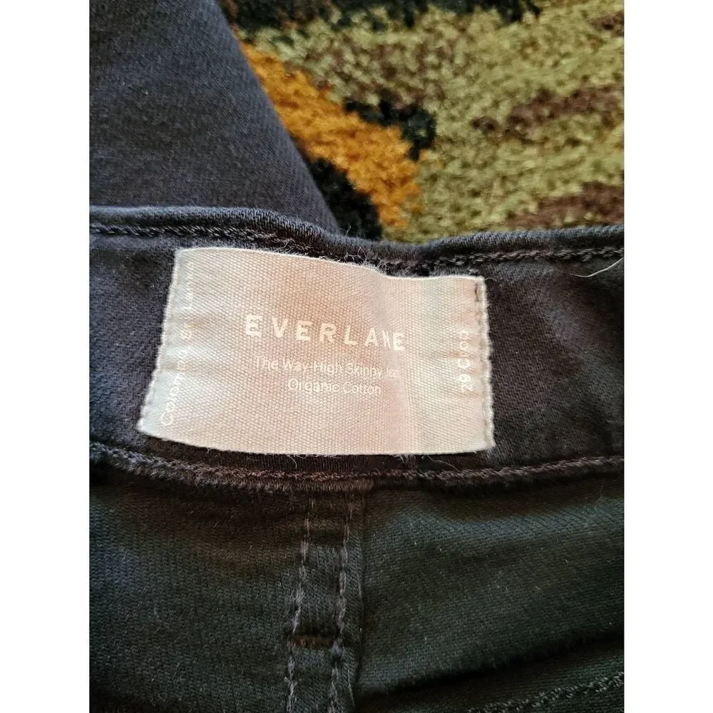Everlane Way High Skinny Jeans Organic Cotton Modal Black Women's 29 Crop